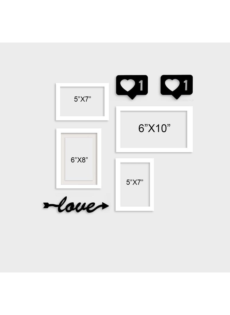 Art Street Art Street Set of 4 White Photo Frame With Love & Heart MDF Cutout for Home Décor Living Room Wall Decoration (Size - 5X7, 6X8, 6X10 Inches)  - Image 2