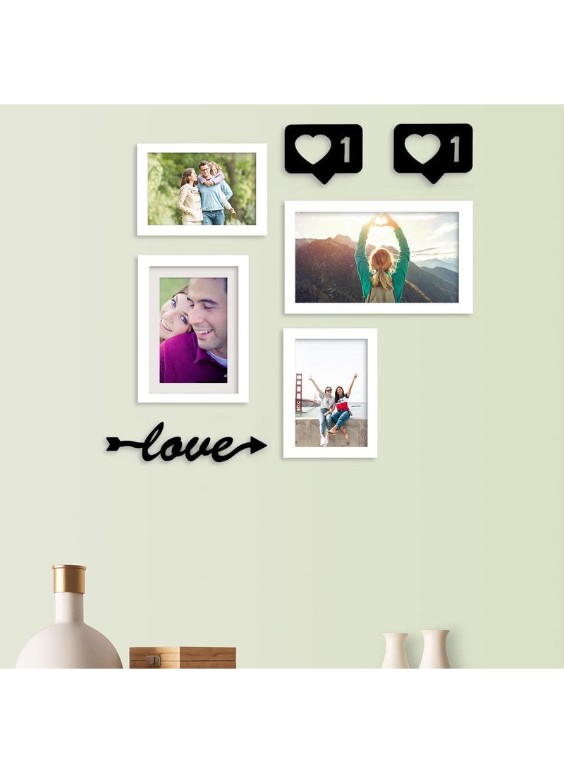 Art Street Art Street Set of 4 White Photo Frame With Love & Heart MDF Cutout for Home Décor Living Room Wall Decoration (Size - 5X7, 6X8, 6X10 Inches)  - Image 3