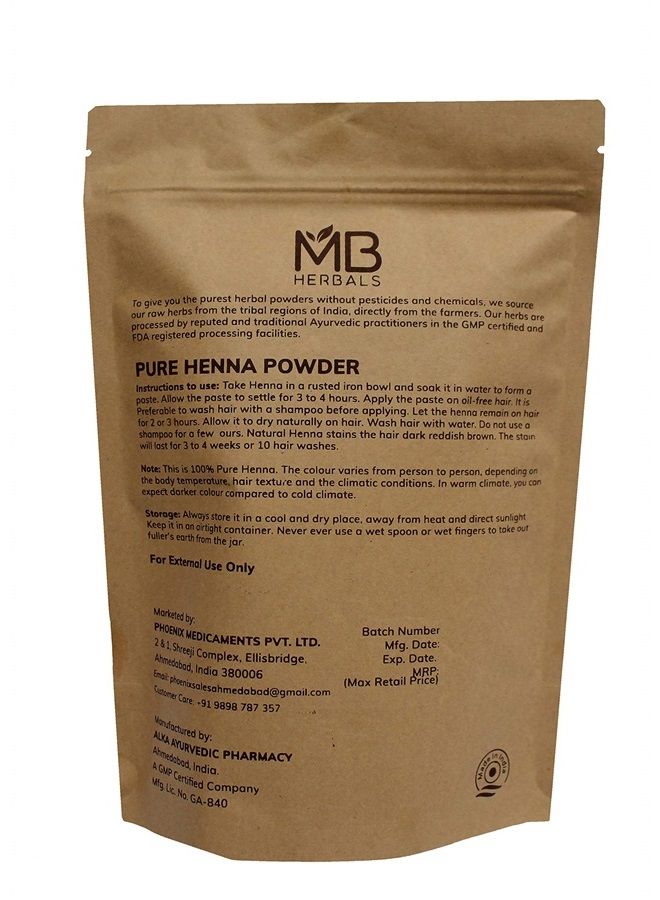 MB Herbals Pure Henna Powder 100 Gram| 3.5 oz | Orange-Red or Deep Orange Hair Color | Triple Sifted | Raw | Non-Radiated | 100% Natural | Economy Pack for 2 Applications of Shoulder Length Hair - Image 1
