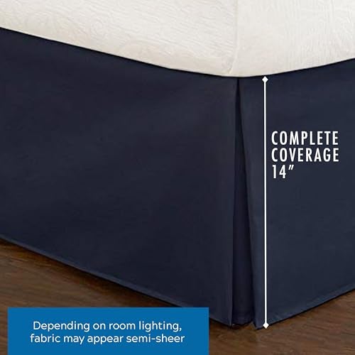 Fresh Ideas Bedding Tailored Bedskirt, Classic 14” Drop Length, Pleated Styling, Full, Navy - Image 3