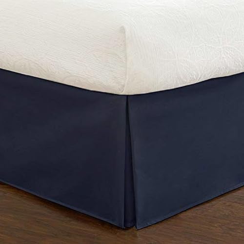 Fresh Ideas Bedding Tailored Bedskirt, Classic 14” Drop Length, Pleated Styling, Full, Navy - Image 1