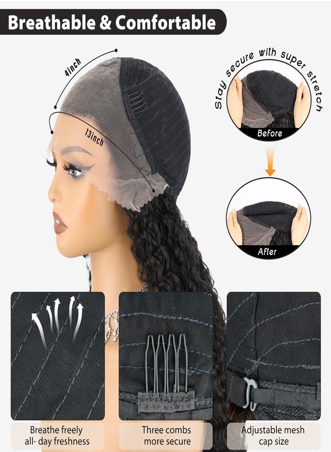 forfeels 13×4 Dark Brown Lace Front Wig Long Curly Brown Wig with Baby Hair Synthetic Lace Front Wigs for Women Daily Party Use 24 Inch - Image 4