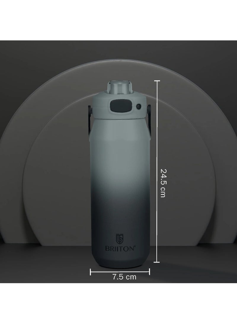 Briiton Costa 750ml Black Stainless Steel Water Bottle | Copper Coated Vacuum Insulation | Powder Coated | Secure Grip | Leakproof Flask | Hot & Cold Thermos | Aqua Hydro  - Image 5