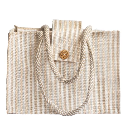 Anbali Ecofriendly medium size Jute handbag for women |Jute tote bag for office | Everyday use bag for grocery shopping | stylish Jute bag with zip (Beige) - Image 1