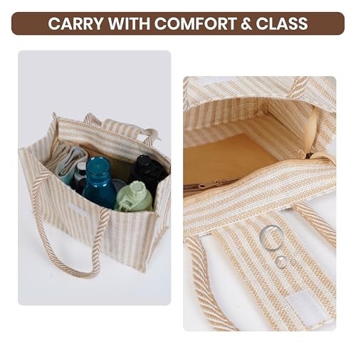 Anbali Ecofriendly medium size Jute handbag for women |Jute tote bag for office | Everyday use bag for grocery shopping | stylish Jute bag with zip (Beige) - Image 5