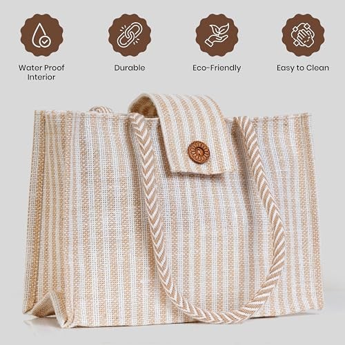 Anbali Ecofriendly medium size Jute handbag for women |Jute tote bag for office | Everyday use bag for grocery shopping | stylish Jute bag with zip (Beige) - Image 4