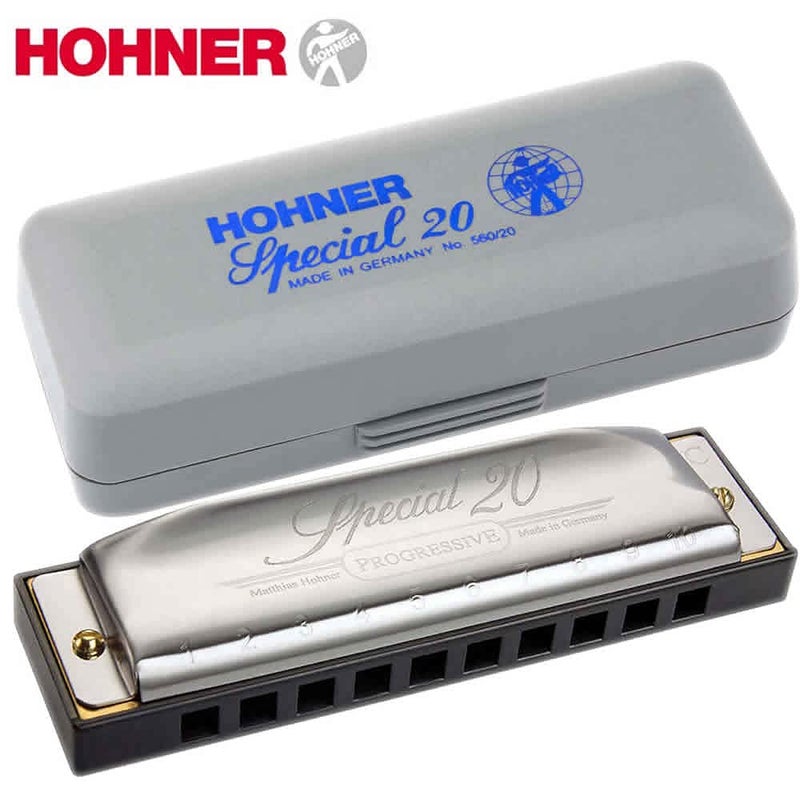 Hohner هونيهر هارمونيكا سبيشل 20 مفتاح C سلسلة تقدمية 560PBXC 10 ثقوب، مجموعة مع حقيبة صلبة، عقد هارمونيكا صغير، قطعة تلميع جوليت للموسيقى - Image 2