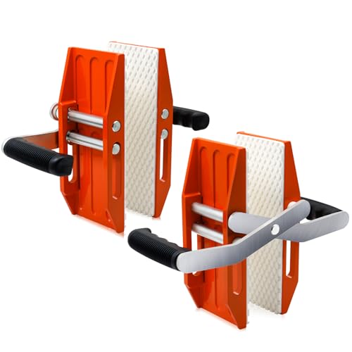 SDRTOP 2 Pieces Granite Carrying Clamps with White Rubber-lined, Double Handed Stone Panel Carry Lifter Tools, Heavy Duty lifting clamps for Marble, Glass, Slabs and Plywood - Image 1