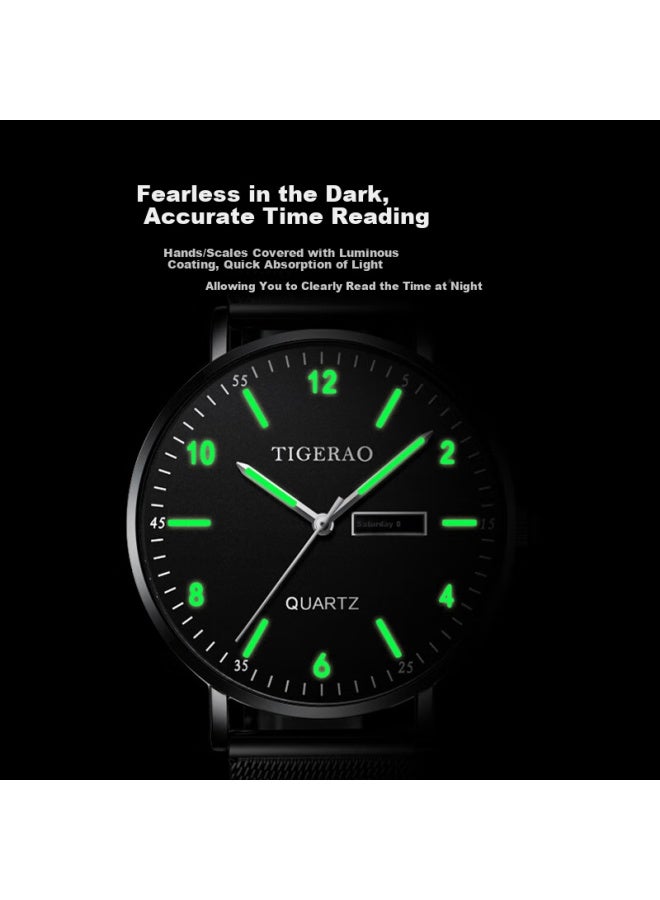 Yajia Youth Ultra-thin Watch For Men, High School Students, Trendy Mechanical Style, Middle School Students, Quartz Waterproof Simple Dual Calendar Watch - Image 3