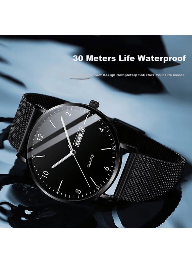 Yajia Youth Ultra-thin Watch For Men, High School Students, Trendy Mechanical Style, Middle School Students, Quartz Waterproof Simple Dual Calendar Watch - Image 5