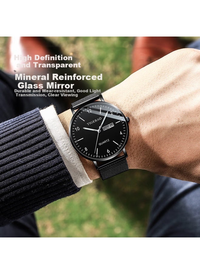 Yajia Youth Ultra-thin Watch For Men, High School Students, Trendy Mechanical Style, Middle School Students, Quartz Waterproof Simple Dual Calendar Watch - Image 4