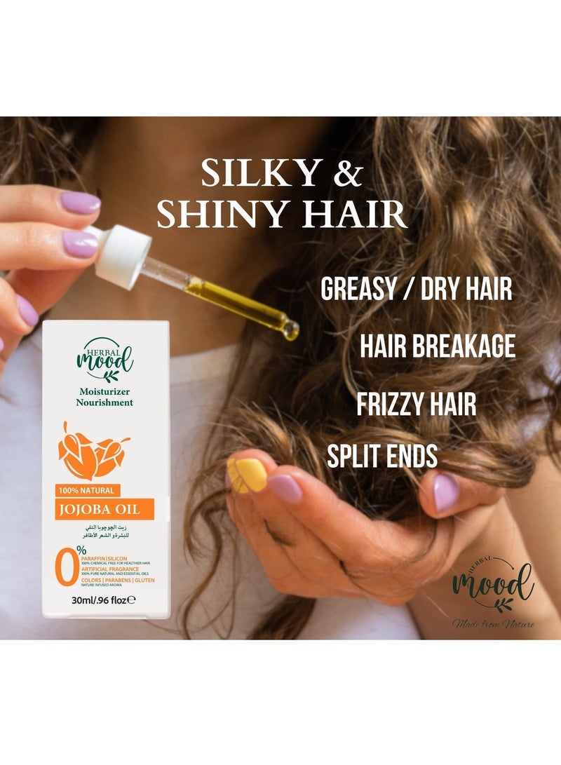 HERBAL mood 100% Pure Natural Jojoba Oil | Face, Body, Hair, Beard, Nails | Vegan and Cruelty Free | Glass Bottle - Image 2