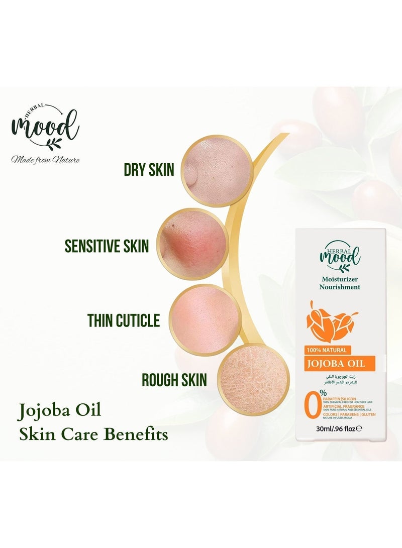 HERBAL mood 100% Pure Natural Jojoba Oil | Face, Body, Hair, Beard, Nails | Vegan and Cruelty Free | Glass Bottle - Image 4