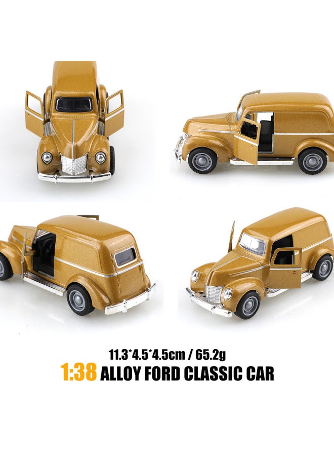 Bag 1:38 Retro Classic Classic Car Pickup Alloy Car Model Simulation Children's Toy Car Cross-border-Color:(bubble Bag) 1: 38 Special Classic Car Gold  - Image 1