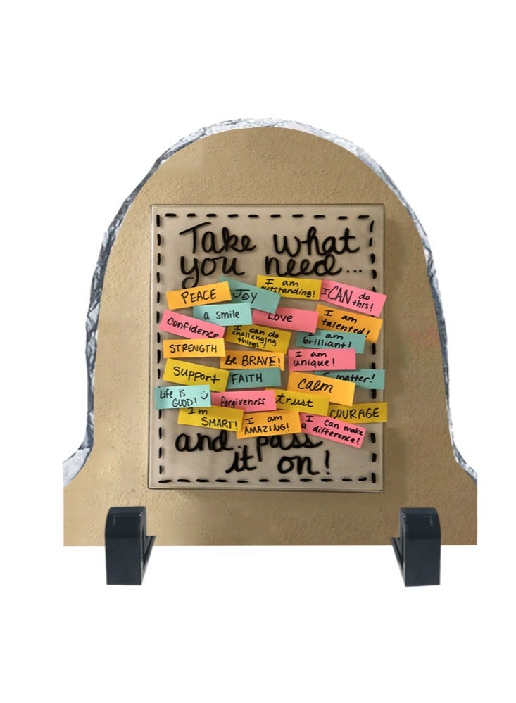 Service Zone Protective Printed White Rock Shape Marble Photo Frame for Table Top Take What U Need And Pass It On  - Image 1