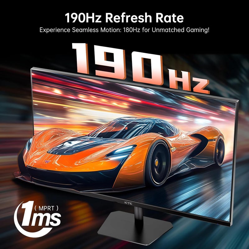 KTC 24 inch 190Hz/180Hz Gaming Monitor,HDR 400 Fast IPS Screen,FHD 1080P Monitor,133% sRGB,AdaptiveSync,1ms Response Time,HDMI *2&DP*1,Tilt Adjustable, Eye Care - Image 2