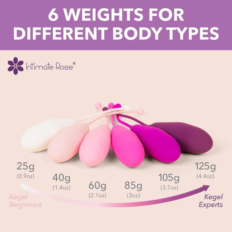 Intimate Rose Kegel Balls for Women Pelvic Floor Strengthener and Weights Exerciser for Tightening Control Set of 6 Silicone Kegel Devices for Women Premium Trainer for Beginners Advanced - Image 4