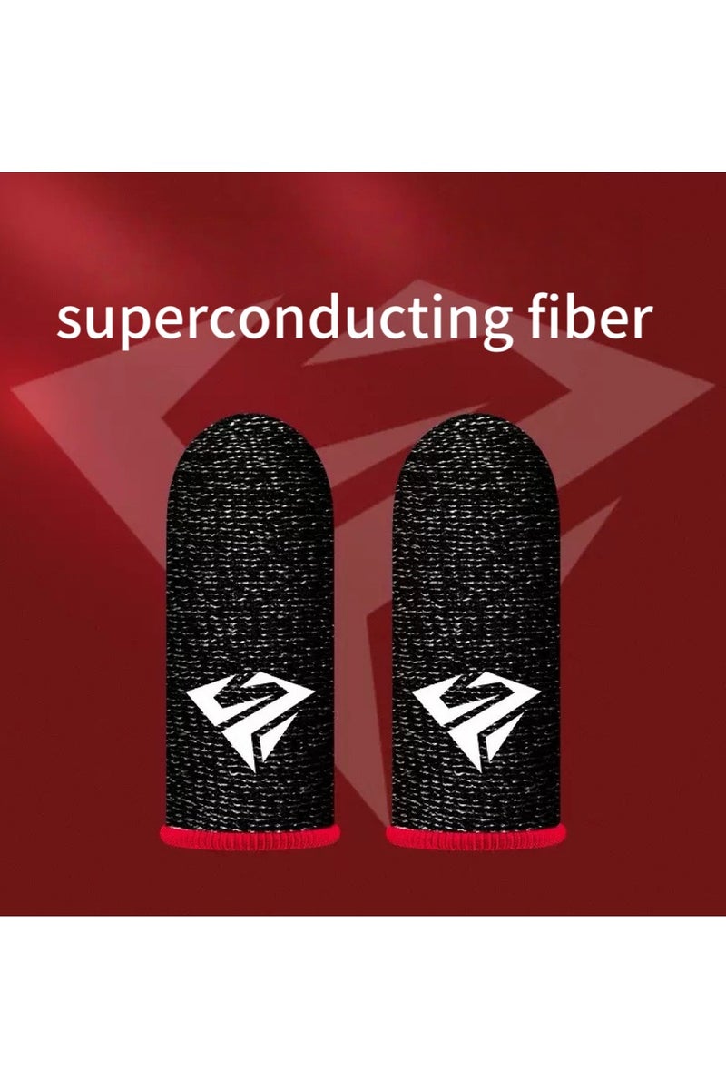 2 Pairs Gaming Finger Sleeves ,Anti Sweat Gaming Finger Sleeves,Premium Super-thin Breathable Silver Fiber Thumb Finger Gloves, High Touch Sensitivity for Phone Game COD, FORTNITE, LEGENDS(red) - Image 1
