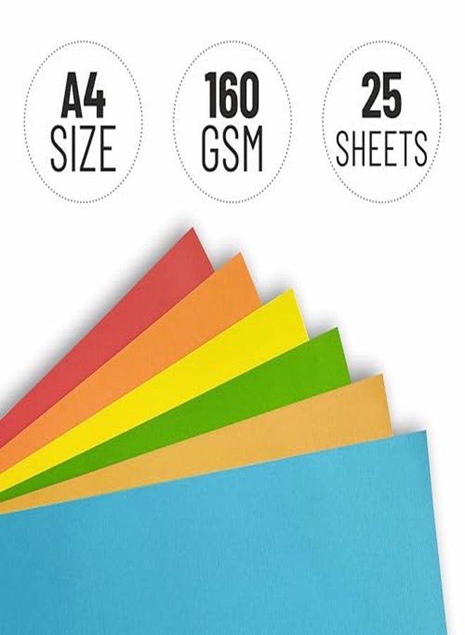 Anupam 25 Sheets Colored Basic Craft Paper A4 Size 160 GSM 5 Assorted Color Paper Multi Color Card Stock Paper for Crafts, Card Making, Scrapbooking, DIY, School Supplies, Printing and Stationery - Image 3