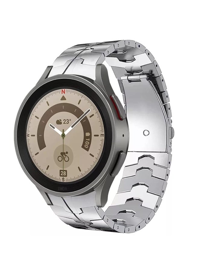 Mecha Design Stainless Steel No Gap Strap Compatible with Samsung Galaxy Watch 6 Classic 47mm / 5 Pro 45mm – Quick Release Replacement Band