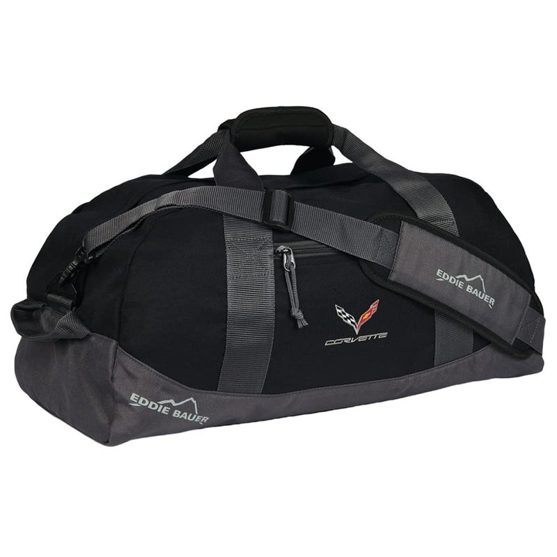 SR1 Performance C7 Corvette Duffle Bag Eddie Bauer Weekend Travel Bag with Cross Flags Logo (Black) - Image 5
