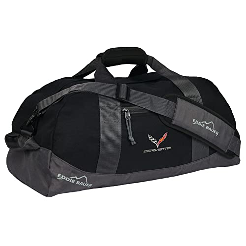 SR1 Performance C7 Corvette Duffle Bag Eddie Bauer Weekend Travel Bag with Cross Flags Logo (Black) - Image 1