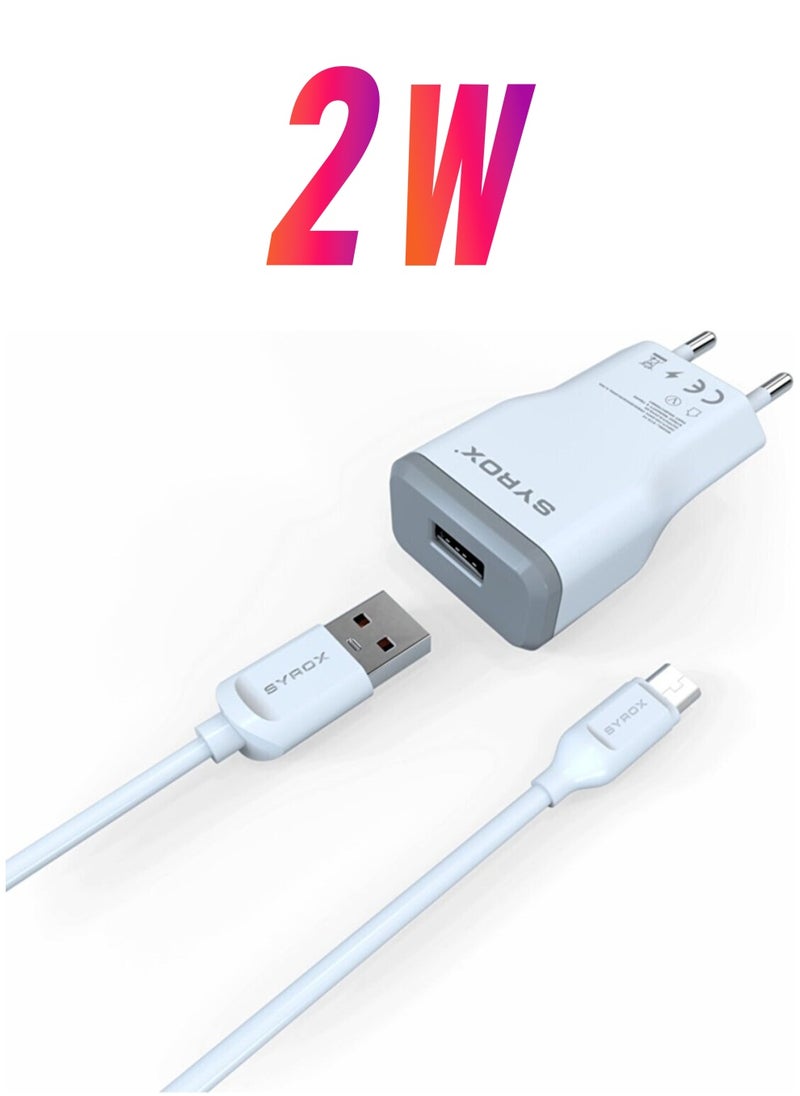Syrox - Eu-39-Asus Zenfone 6 (A600CG) Compatible 2.0 Ampere Charger + Cable Charger with Micro USB Port - J15 - Image 1