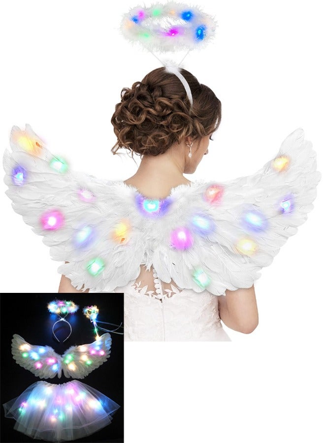 TAPIT 4PCS Cosplay Costumes for Kids with LED Lights Skirt Wings and Headband Magic Wand Props for Stage Cosplay Party - Image 1