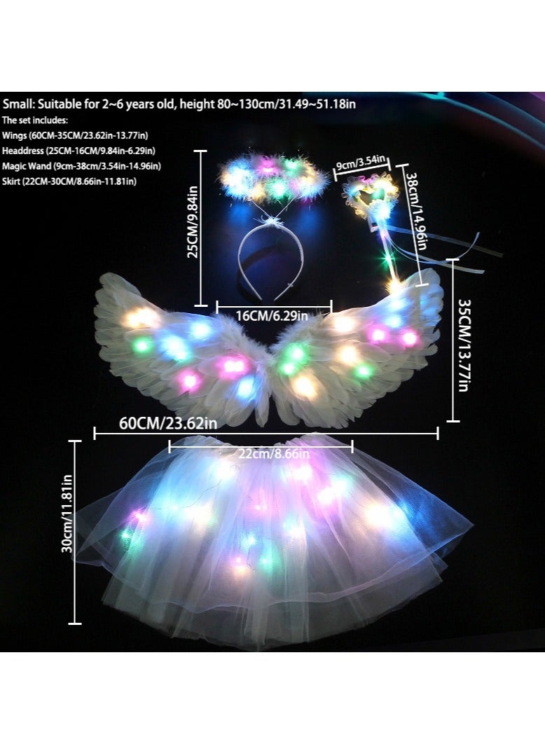 TAPIT 4PCS Cosplay Costumes for Kids with LED Lights Skirt Wings and Headband Magic Wand Props for Stage Cosplay Party - Image 2