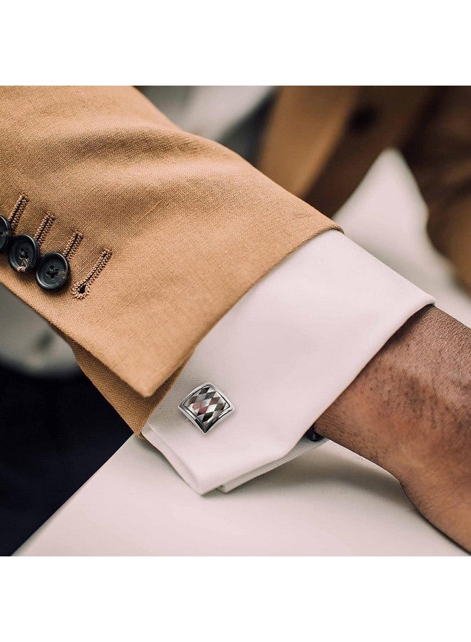 HAWSON Cufflinks For Men Gift Box Packing, Handmade Classic Mother Of Pearl Silver Cuff Links For Men’S French Shirt, Personalized Gifts Accessories For Men - Image 2