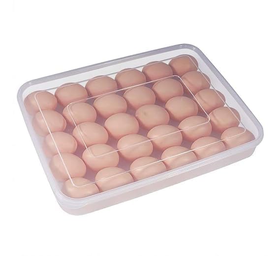 CREDSY 24 Grid Stackable Egg Storage Box Portable Egg Holder Container With Lid Egg Storage For Fridge Kitchen Transparent Household Egg Fresh Storage Box Single Layer24 1 pcs - Image 1