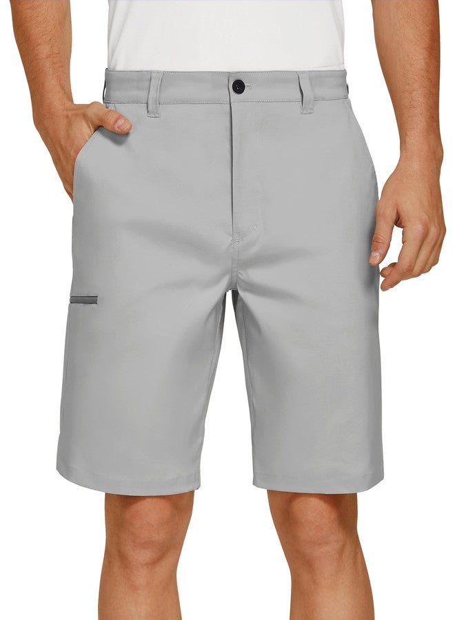 PULI Men's 10 Inseam Casual Golf Shorts Quick Dry Stretch with Pockets for Hiking Travel Bright Grey 36 - Image 1