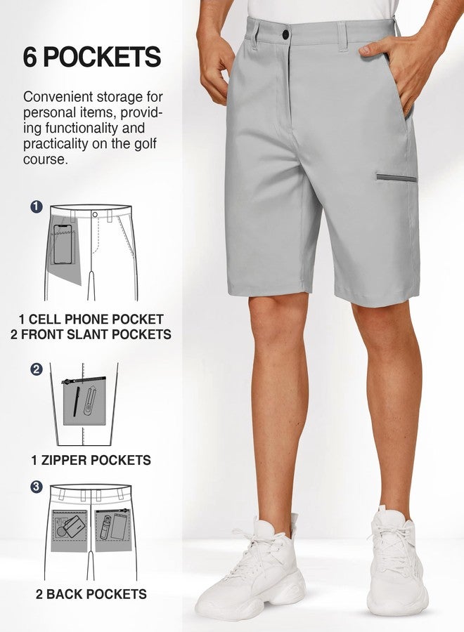 PULI Men's 10 Inseam Casual Golf Shorts Quick Dry Stretch with Pockets for Hiking Travel Bright Grey 36 - Image 2