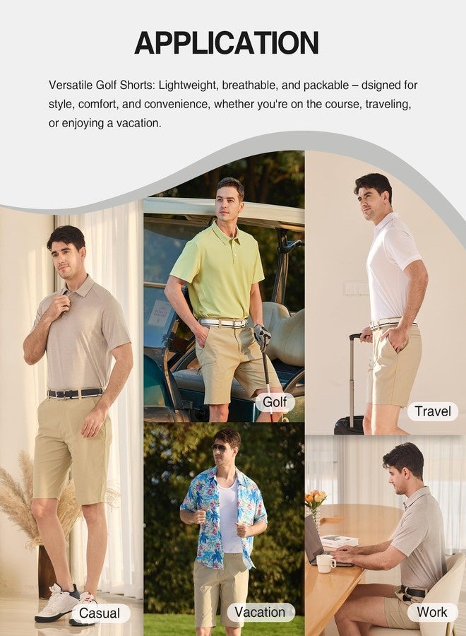 PULI Men's 10 Inseam Casual Golf Shorts Quick Dry Stretch with Pockets for Hiking Travel Bright Grey 36 - Image 4