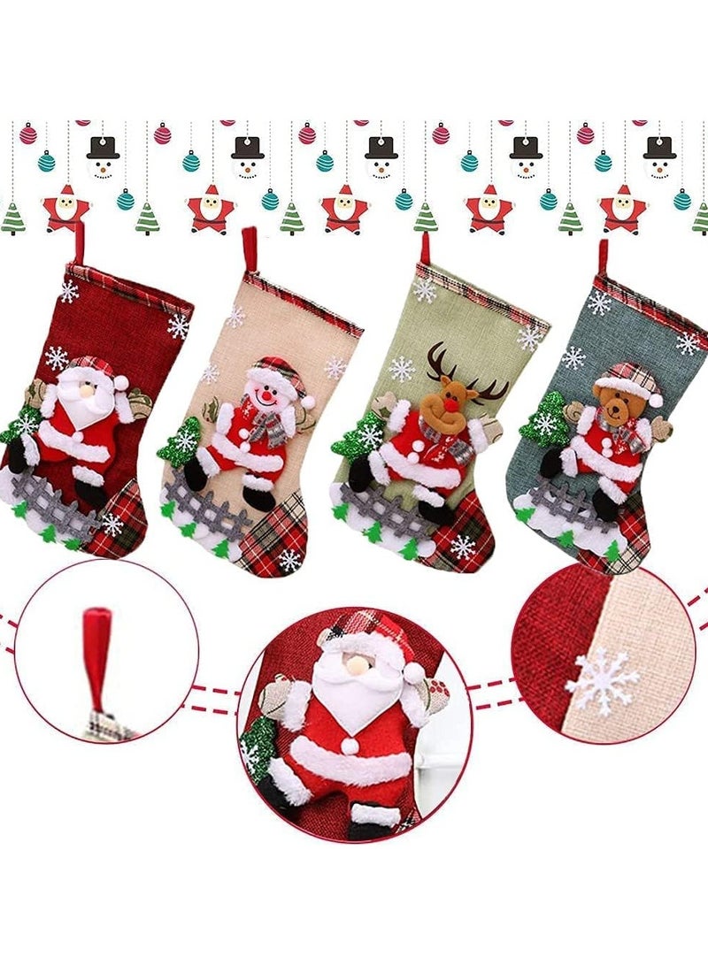 تابيت 4 قطع من جوارب الكريسماس، جوارب الكريسماس بالجملة، زينة سانتا كلوز ورنة البطريق وجوارب عائلية وزينة شجرة الكريسماس وحقائب هدايا لحفلات العطلات العائلية وديكور المنزل - Image 5