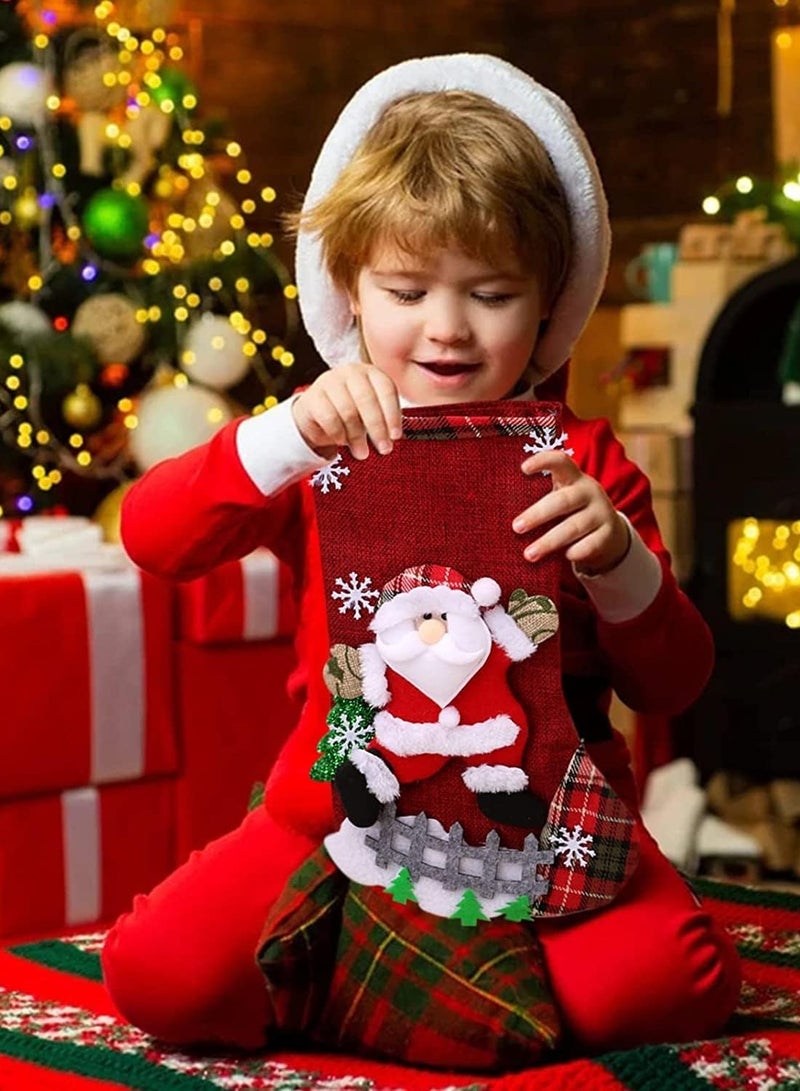 تابيت 4 قطع من جوارب الكريسماس، جوارب الكريسماس بالجملة، زينة سانتا كلوز ورنة البطريق وجوارب عائلية وزينة شجرة الكريسماس وحقائب هدايا لحفلات العطلات العائلية وديكور المنزل - Image 4