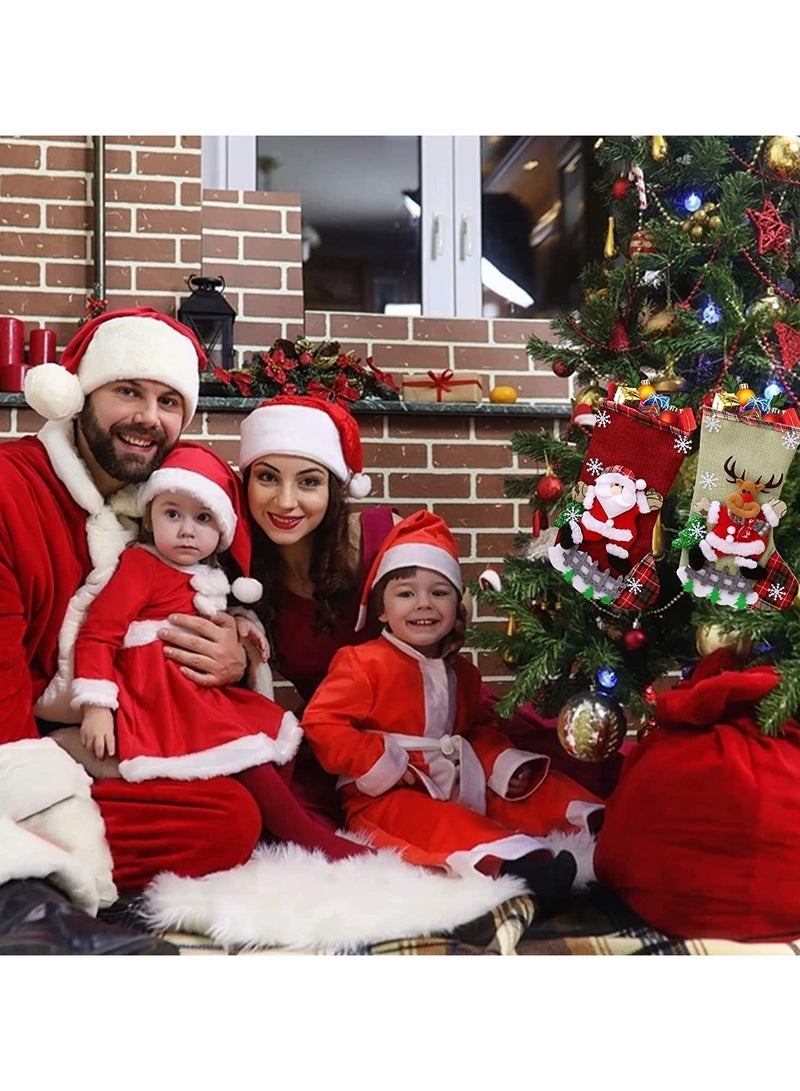 تابيت 4 قطع من جوارب الكريسماس، جوارب الكريسماس بالجملة، زينة سانتا كلوز ورنة البطريق وجوارب عائلية وزينة شجرة الكريسماس وحقائب هدايا لحفلات العطلات العائلية وديكور المنزل - Image 3