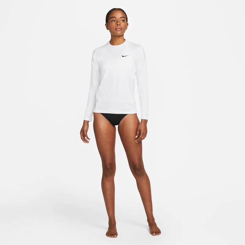 Nike White Women's Essential Long Sleeve Hydroguard Rashguard for Women | Best Price UAE