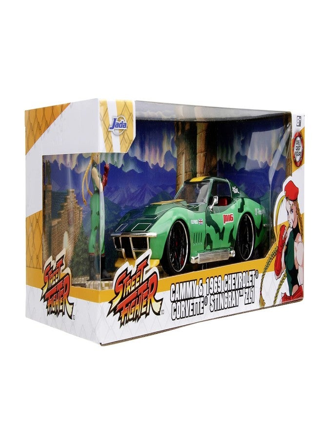 Jada Street Fighter 1:24 1969 Chevrolet Corvette Stingray ZL1 & 2.75" Cammy Figure, Toys for Kids and Adults - Image 5