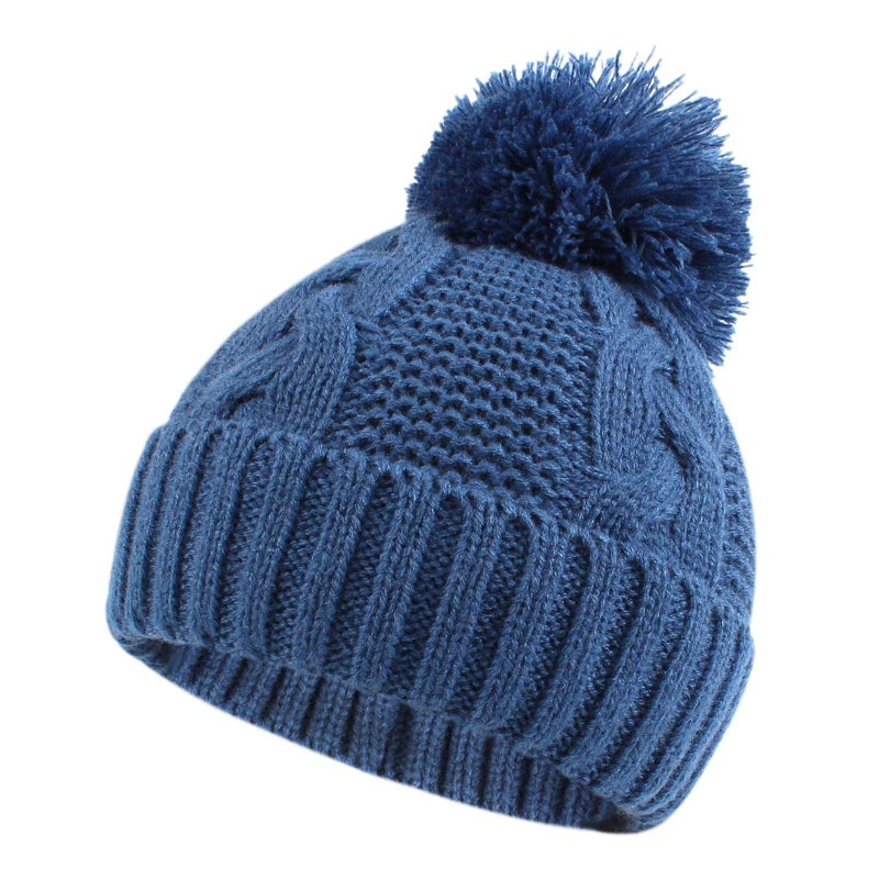 JANGANNSA Winter Knit Baby Hat Twist Warm Beanie for Boys Girls Infant Toddler Baby Beanie with Pompom 612 Months Dodger Blue