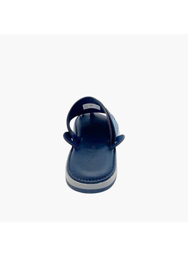 Al Waha Men's Embroidered Slip-On Arabic Sandals with Toe Loop