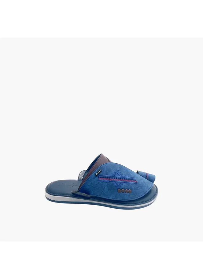 Al Waha Men's Embroidered Slip-On Arabic Sandals with Toe Loop