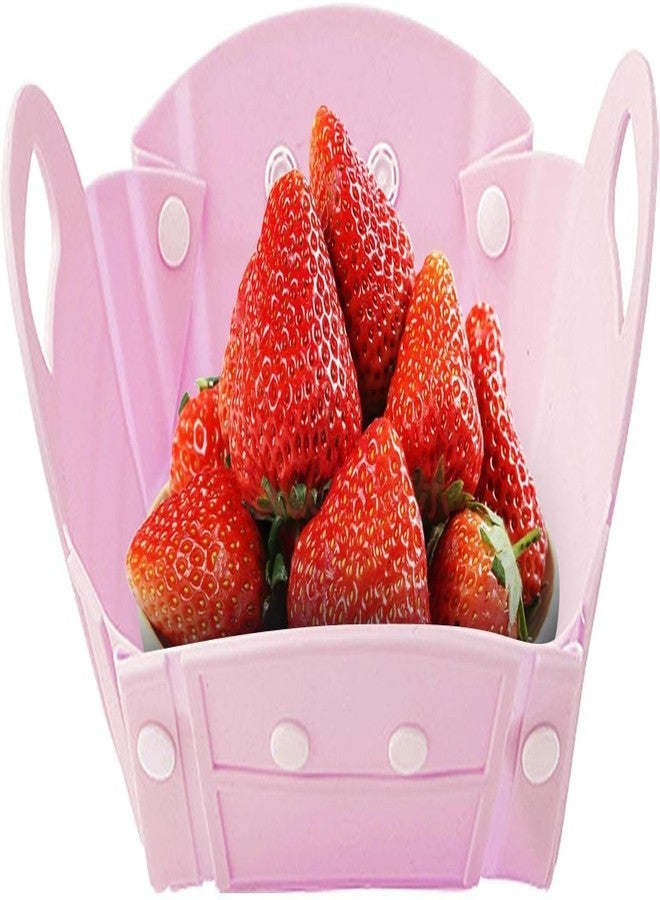 AWOKZA Fruit Basket Fruit Storage Baskets with Double Handle, Kitchen Fruit Organizers and Storage for Snack, Fruit and Vegetable Storage (Pink) - Image 1