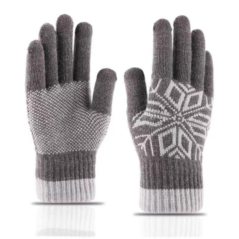 A generation of new mens warm gloves winter touch screen plus velvet gloves cold wool knitted gloves wholesaleWool Single Layer-Grey Wool Single Layer-Grey