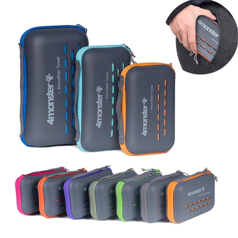4Monster Camping Towels Super Absorbent  Fast Drying Microfiber Travel Towel  Ultra Soft Compact Gym Towel for Beach Hiking Yoga Travel Sports Backpack - Image 1