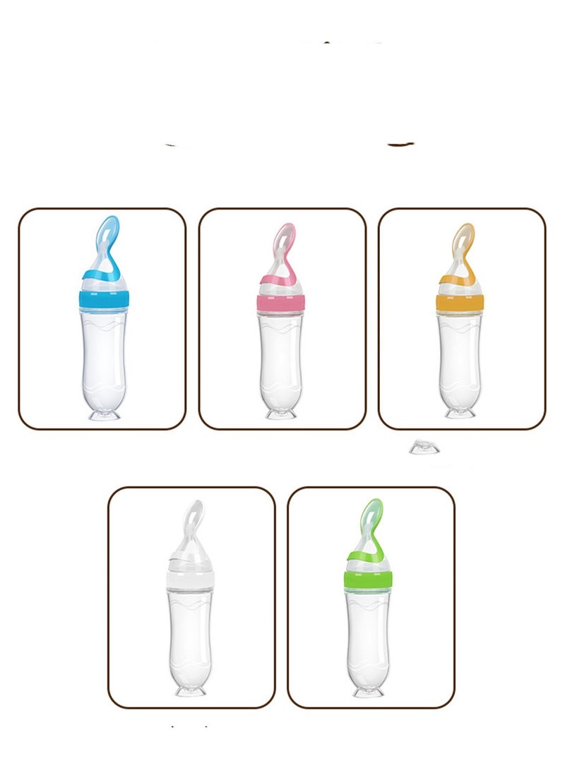 Soft Silicone Baby Light Weight Food Dispenser Bottle With Spoon Complementary Food Yellow  - Image 2