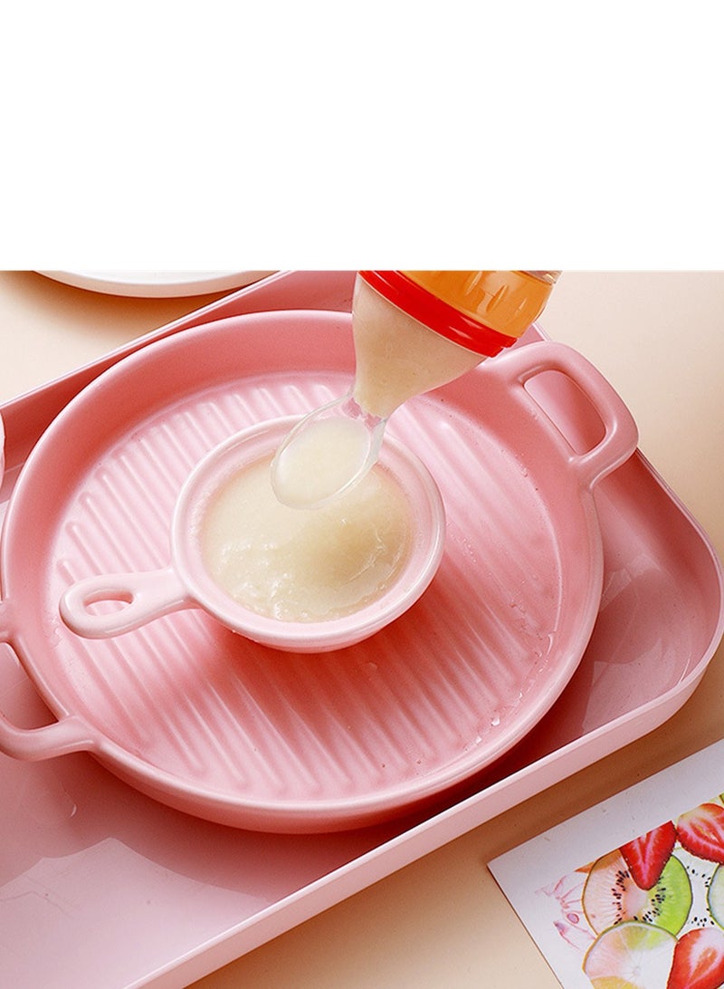 Soft Silicone Baby Light Weight Food Dispenser Bottle With Spoon Complementary Food Yellow  - Image 3