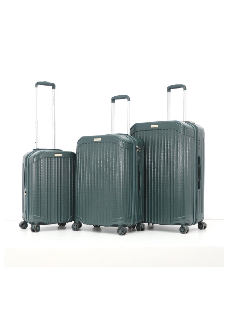 GIORDANO - Hardshell Luggage Spinner Trolley Bag 3 Pieces Set,Green (S-20",M-24",L-28") - Image 1