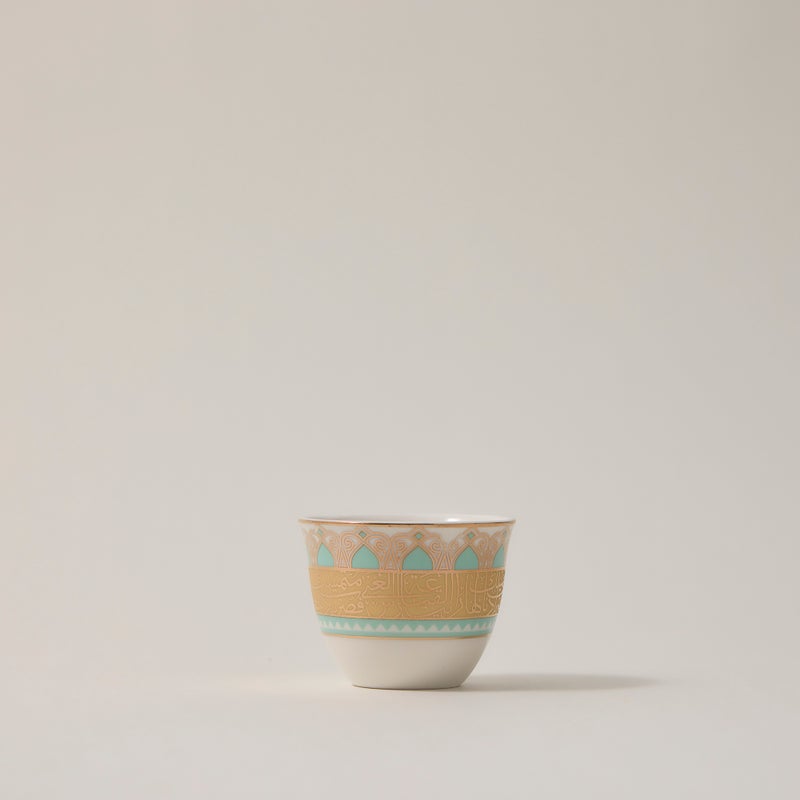 Dallaty white with fayrouz and gold prints Tea and coffee cups set 28 pcs - Image 4