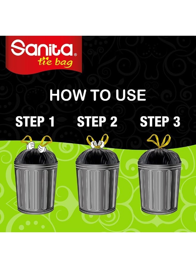 Sanita Tie Bags, 55 Gallons, 15 Bags, Oxo-Biodegradable, Black - Image 2